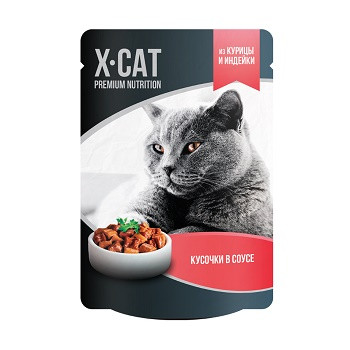 X-CAT пауч для кошек Курица и индейка