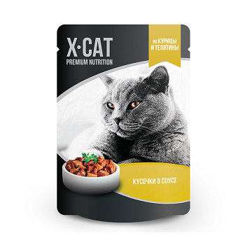 X-CAT пауч для кошек Курица и телятина