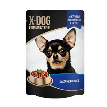 X-DOG пауч для собак из курицы и белой рыбы SALE